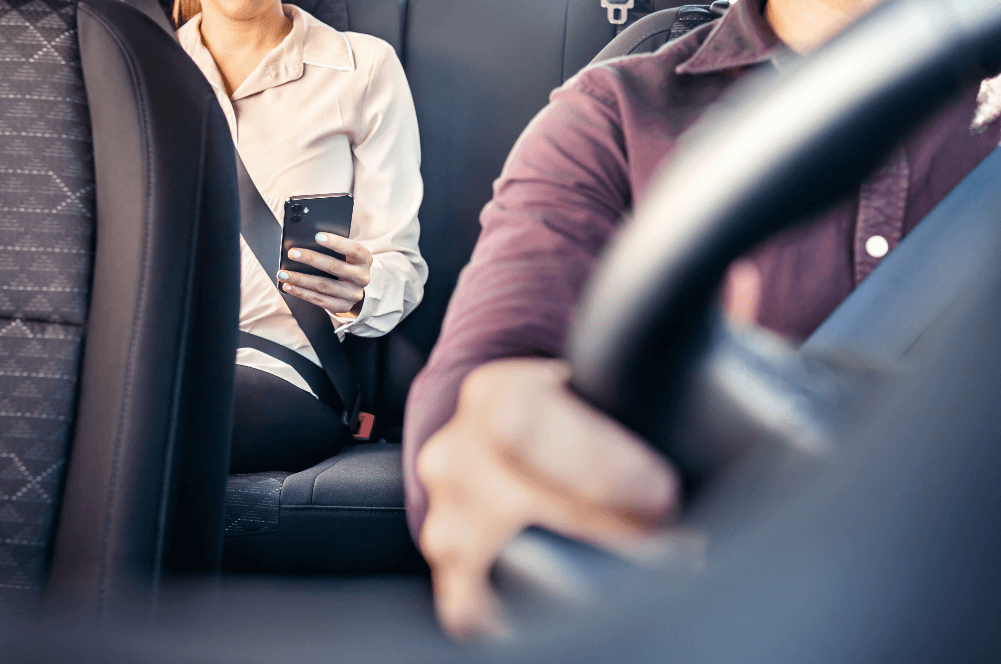 woman riding in a rideshare